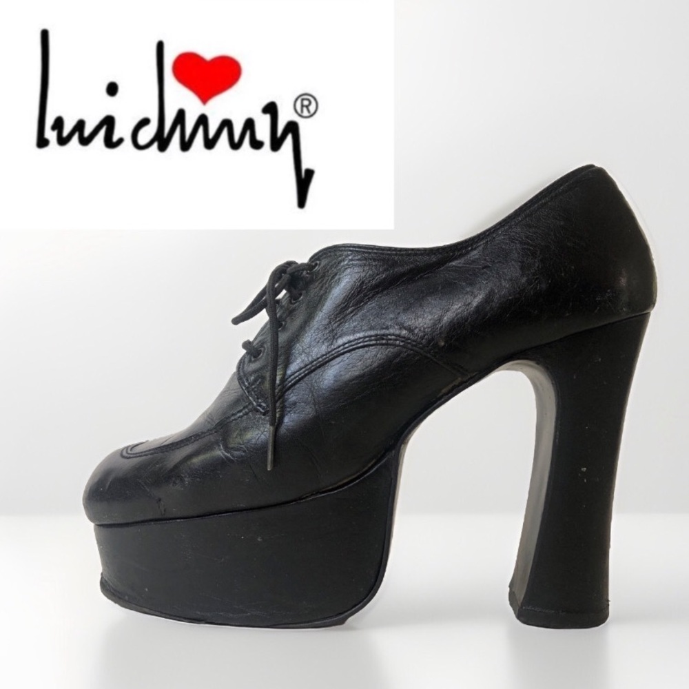 90's Vintage Luichiny Platform Stiletto lace-up ultra high heel shoes 8.5
